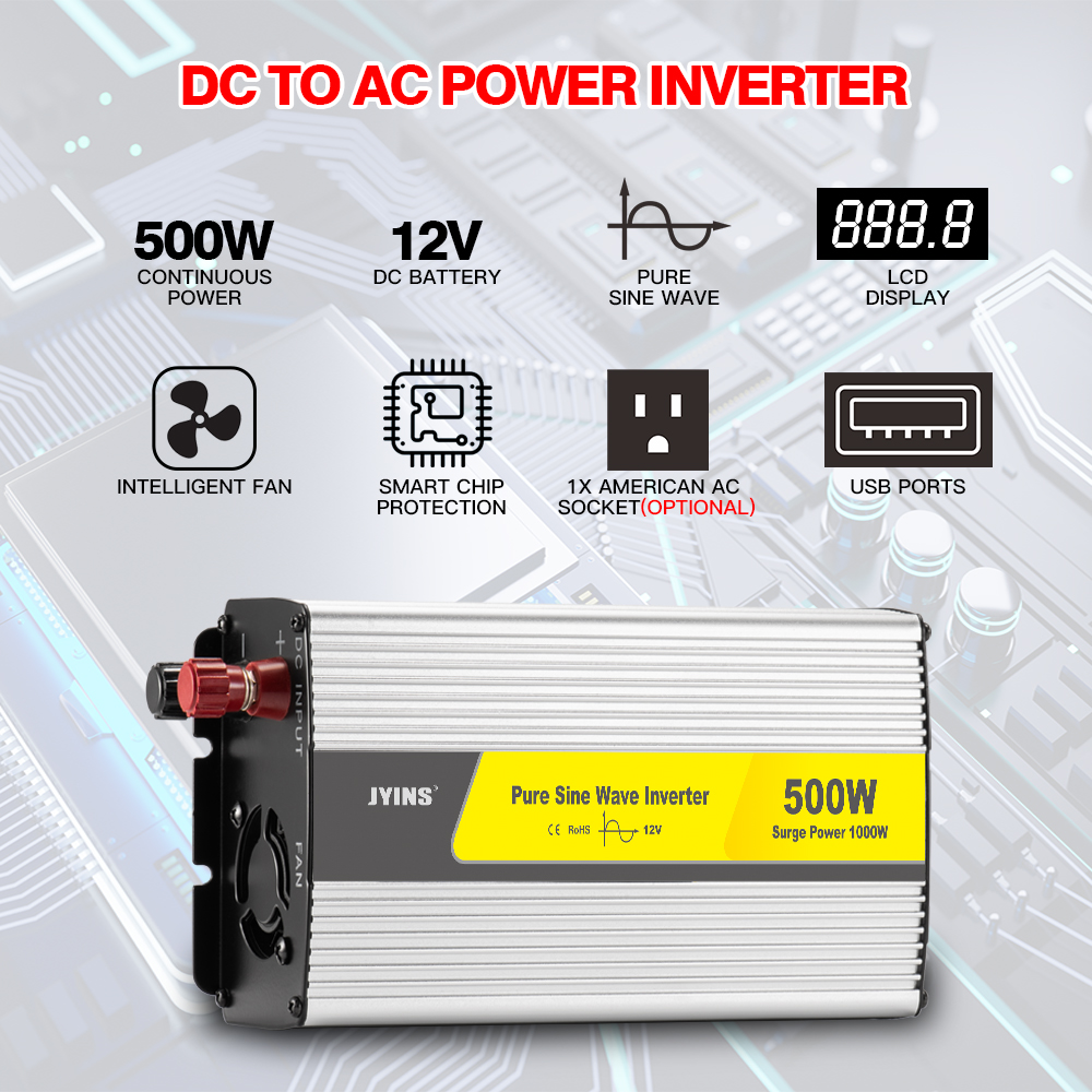 Dc To Ac 500 Watt Pure Sine Wave Power Inverter