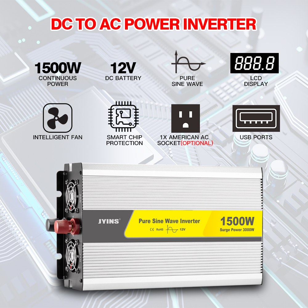 Dc To Ac 1500 Watt Pure Sine Wave Power Inverter