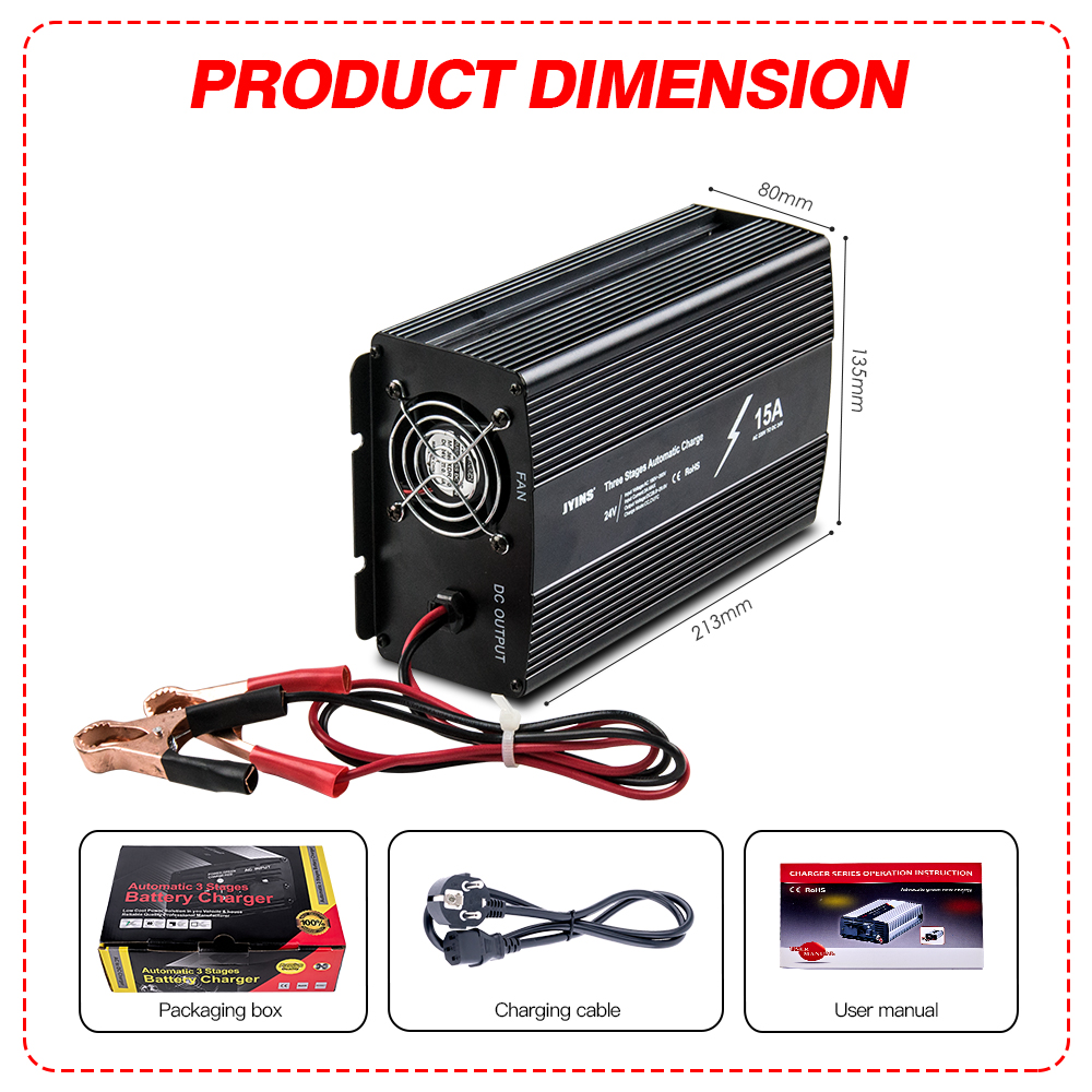 Ac To Dc 12V 24V 15A Lithium Battery Charger